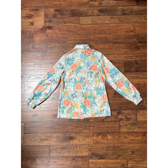 Vintage Clothing - Button Down Blouse - Illustrated Florals - Rrrruss - Medium - Picture 6 of 8